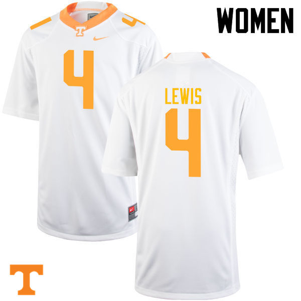 Women #4 LaTroy Lewis Tennessee Volunteers College Football Jerseys-White - Click Image to Close